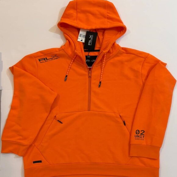 RALPH LAUREN RLX Men's Fleece Half-Zip Hoodie SIZE LARGE ORANGE - Picture 3 of 12